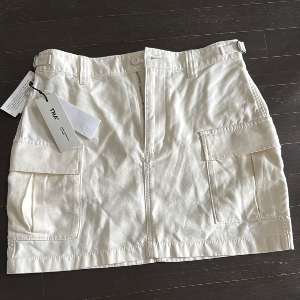 TNA Cream Cargo Mini Skirt